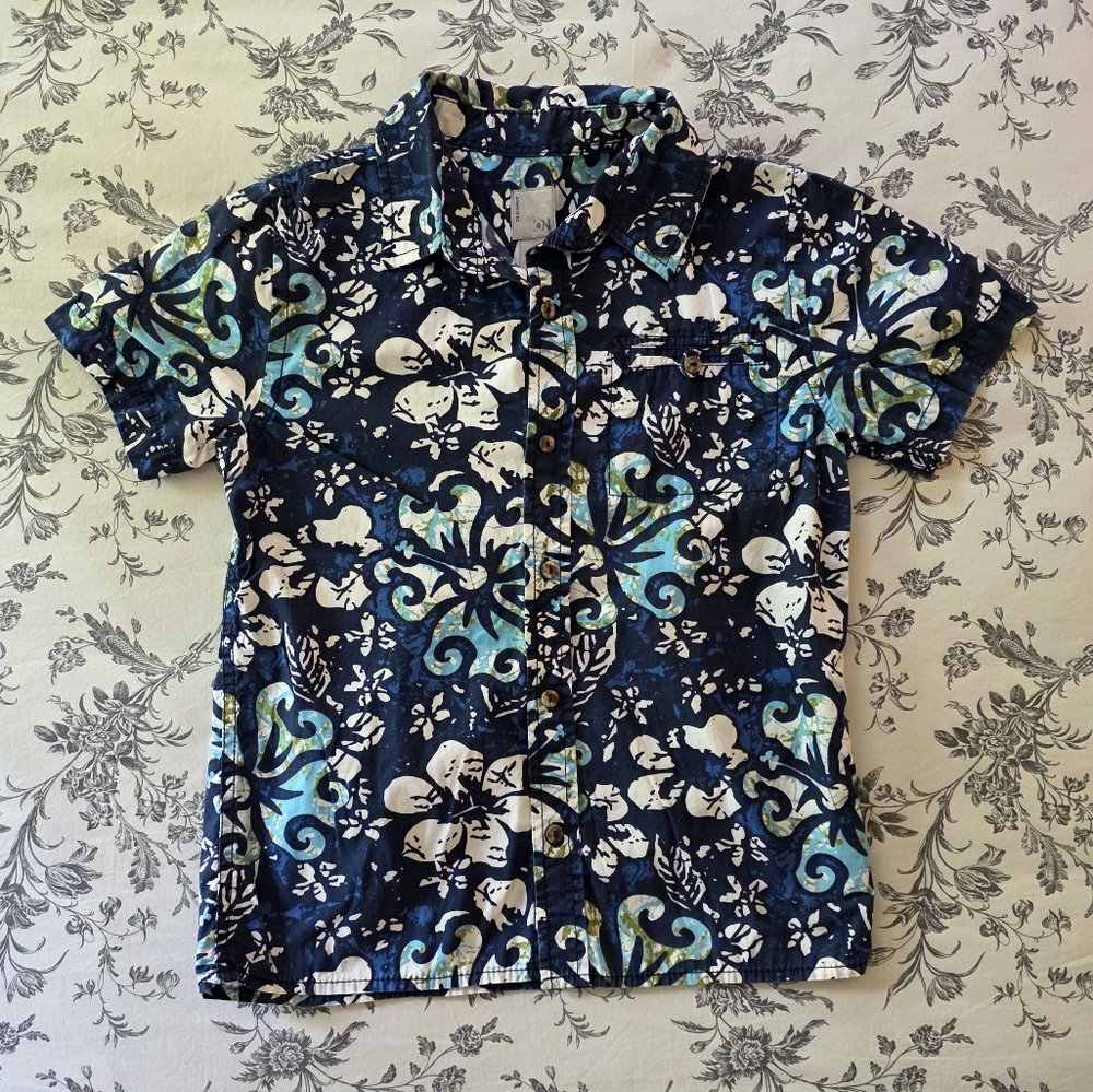 Old Navy Kids Blue Floral Button Down Shirt